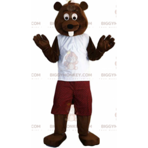 BIGGYMONKEY™ maskot kostume brun bæver udklædt, gnaver kostume