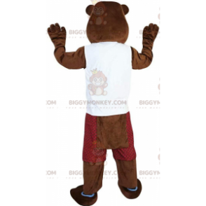 BIGGYMONKEY™ costume da mascotte castoro marrone vestito