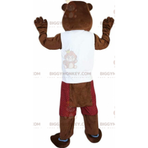 BIGGYMONKEY™ mascot costume brown beaver dressed up, rodent