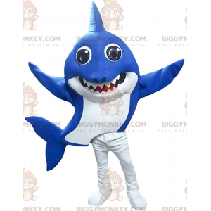 Blue and white shark BIGGYMONKEY™ mascot costume, sea costume –