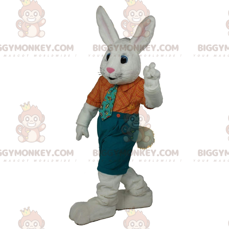 White Rabbit BIGGYMONKEY™ maskottiasu tyylikkäällä asulla