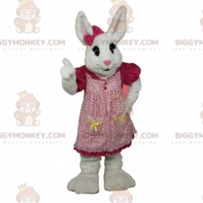 Costume de mascotte BIGGYMONKEY™ de lapin blanc avec une robe