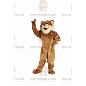 BIGGYMONKEY™ Maskottchenkostüm beige Säbelzahntiger