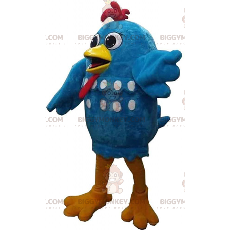 BIGGYMONKEY™ mascot costume blue chicken, giant and funny, blue