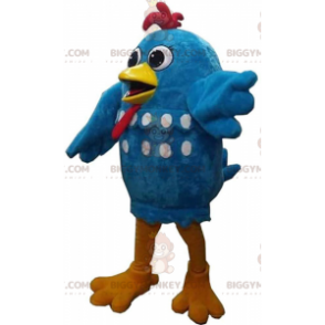 BIGGYMONKEY™ maskotdräkt blå kyckling, jätte och rolig, blå