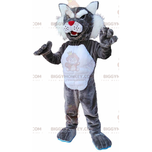 Disfraz de mascota BIGGYMONKEY™ de puma gris y blanco, disfraz
