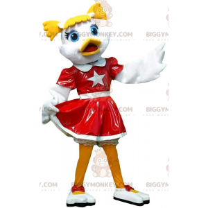 BIGGYMONKEY™ costume da mascotte anatra cheerleader, costume da