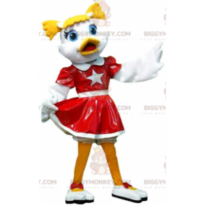 BIGGYMONKEY™ cheerleader duck mascot costume, cheerleader