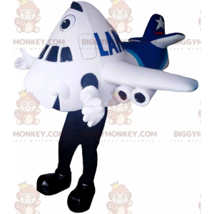 BIGGYMONKEY™ maskot kostume af kæmpe hvidt og blåt fly