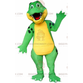 Costume de mascotte BIGGYMONKEY™ de crocodile vert et jaune