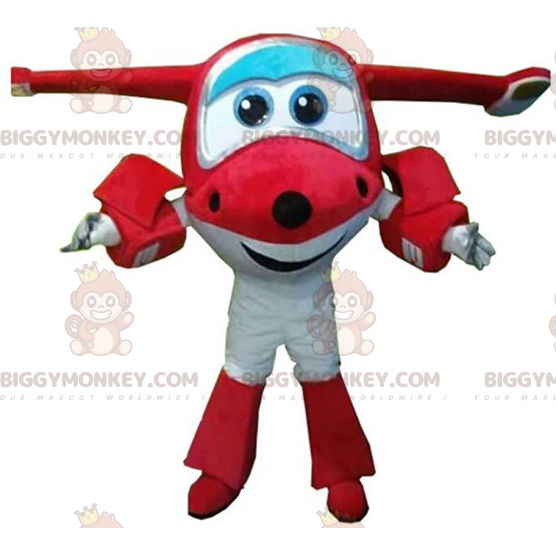 Costume de mascotte BIGGYMONKEY™ d'avion rouge et blanc