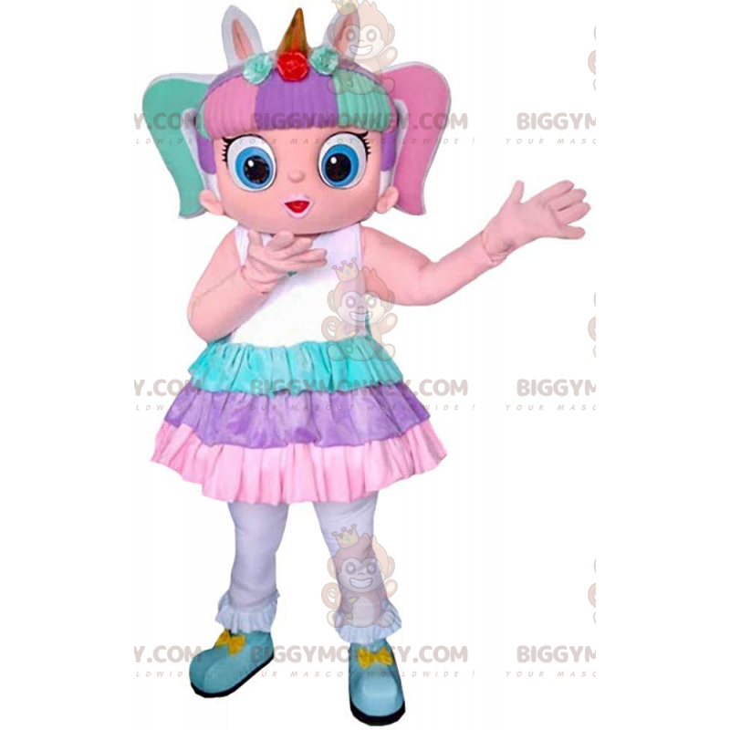 BIGGYMONKEY™ costume mascotte bambina colorato, costume