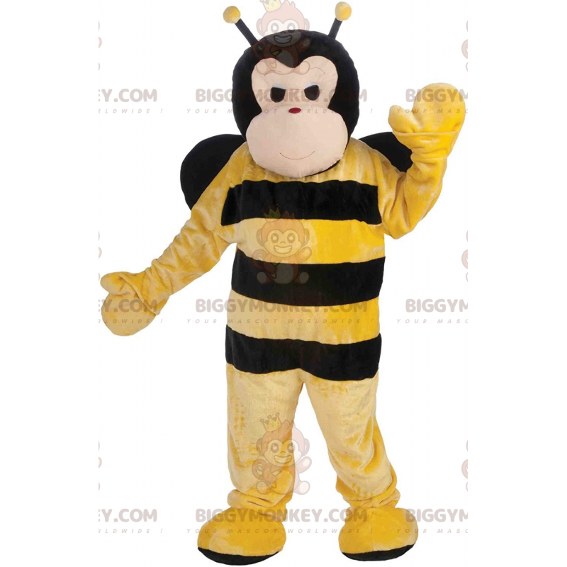 BIGGYMONKEY™ mascottekostuum zwarte en gele bij, vliegende