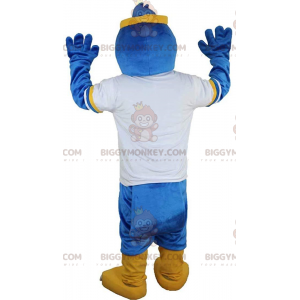 BIGGYMONKEY™ Maskottchenkostüm blauer Vogel in Sportkleidung