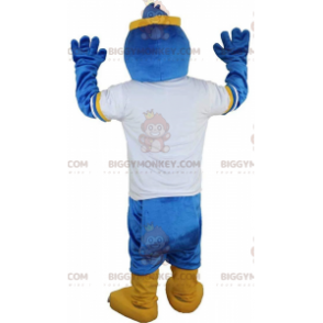Kostium maskotki BIGGYMONKEY™ z niebieskiego ptaka w stroju