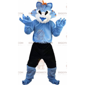 Blauwe en witte wolf BIGGYMONKEY™ mascottekostuum