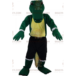 BIGGYMONKEY™ mascot costume of green crocodile in sportswear