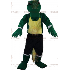 BIGGYMONKEY™ maskottiasu vihreästä krokotiilista
