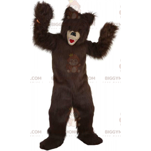 Behåret bjørn BIGGYMONKEY™ maskot kostume, brun bamse kostume -
