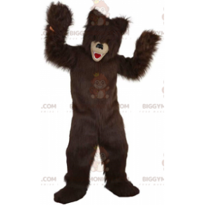 Behåret bjørn BIGGYMONKEY™ maskot kostume, brun bamse kostume -