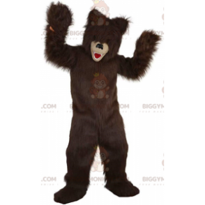 Hairy bear BIGGYMONKEY™ mascot costume, brown teddy bear