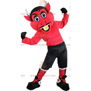 Traje de mascote BIGGYMONKEY™ diabo vermelho com chifres
