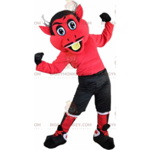 BIGGYMONKEY™ mascot costume red devil with horns, imp costume -