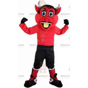 BIGGYMONKEY™ mascot costume red devil with horns, imp costume -