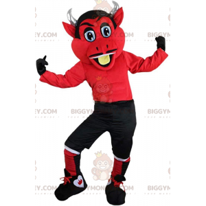 BIGGYMONKEY™ costume mascotte diavolo rosso con corna, costume