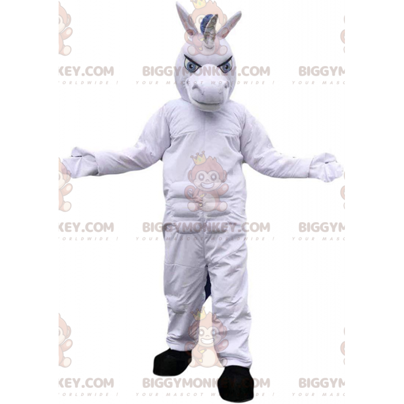 Costume da mascotte BIGGYMONKEY™ unicorno bianco, costume da