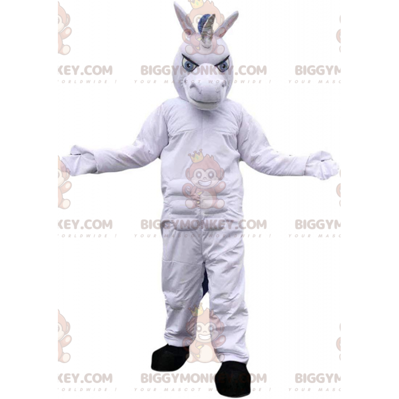 Costume de mascotte BIGGYMONKEY™ de licorne blanche, costume de