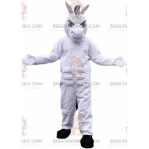 White unicorn BIGGYMONKEY™ mascot costume, giant horse costume