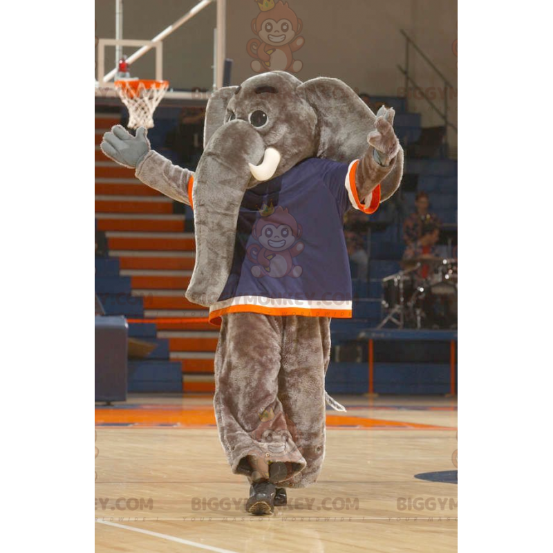 Kostým obřího maskota šedého slona BIGGYMONKEY™ s velkým kufrem