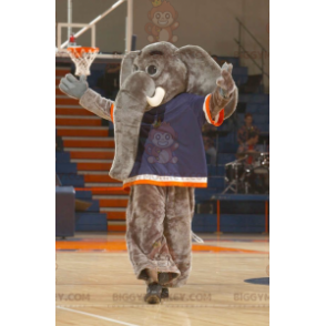 BIGGYMONKEY™ Riesiges graues Elefant-Maskottchen-Kostüm mit