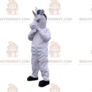 Costume de mascotte BIGGYMONKEY™ de licorne blanche, costume de