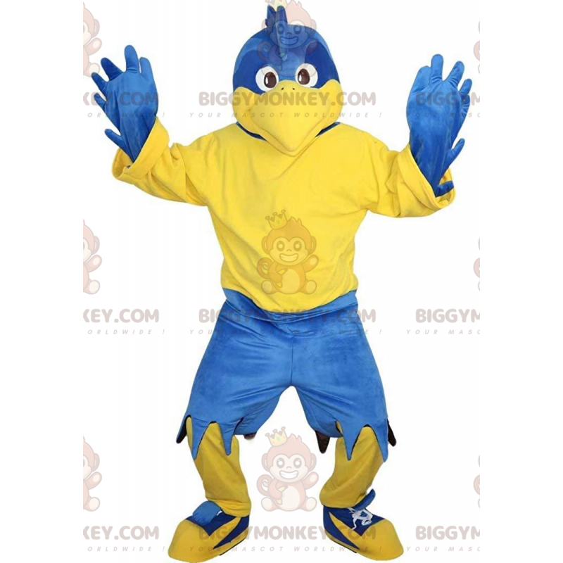 Blauer und gelber Adler BIGGYMONKEY™ Maskottchen-Kostüm