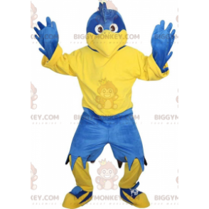 Blå og gul ørn BIGGYMONKEY™ maskotkostume, kæmpe blå