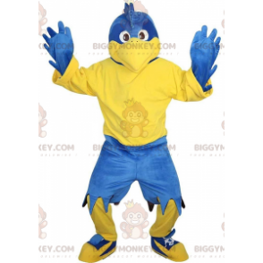 Disfraz de mascota de águila azul y amarilla BIGGYMONKEY™