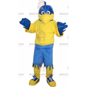 Costume da mascotte BIGGYMONKEY™ Aquila blu e gialla, Costume