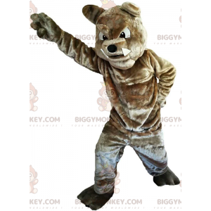 Costume da mascotte BIGGYMONKEY™ bulldog marrone dall'aspetto