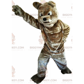 Costume de mascotte BIGGYMONKEY™ de bulldog marron à l'air
