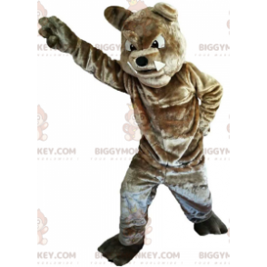 Fierce looking brown bulldog BIGGYMONKEY™ mascot costume, dog