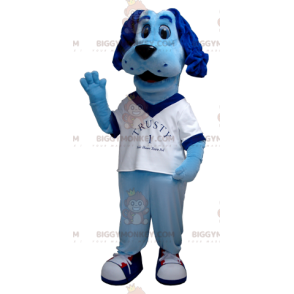 Traje de mascote de cachorro azul BIGGYMONKEY™ com camiseta