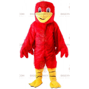 Karvainen punainen lintu BIGGYMONKEY™ maskottiasu, värikäs