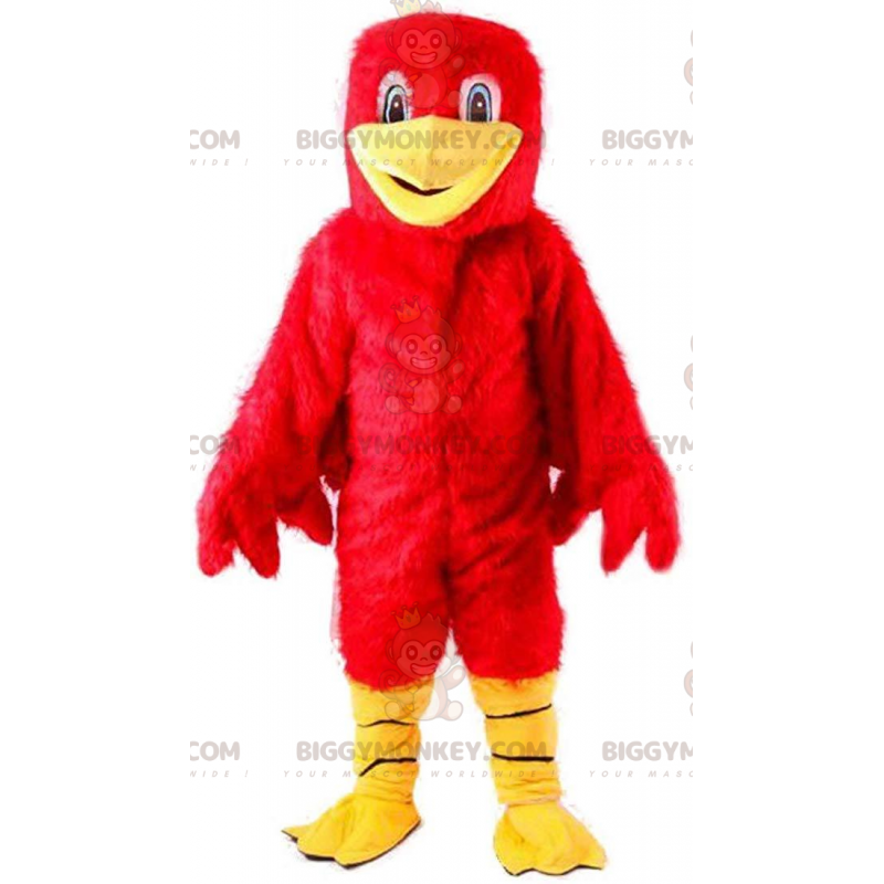 Hairy red bird BIGGYMONKEY™ mascot costume, colorful big bird