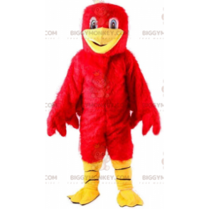 Hairy red bird BIGGYMONKEY™ mascot costume, colorful big bird