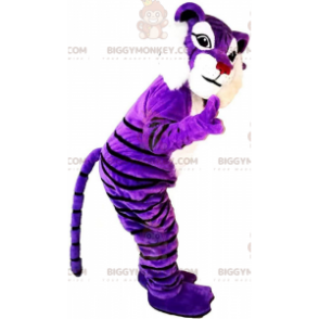 Disfraz de mascota BIGGYMONKEY™ de tigre morado y blanco