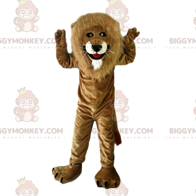 Costume de mascotte BIGGYMONKEY™ de lion marron à grande