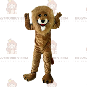 Big Mane Brown Lion BIGGYMONKEY™ maskottiasu, kissan puku -