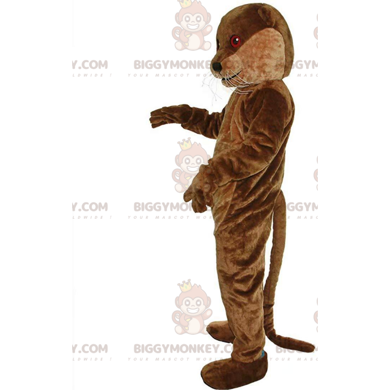 BIGGYMONKEY™ mascot costume brown otter with red eyes, river